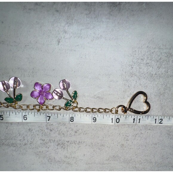 Charmed in Cherries and flowers Purple purse Charm Novelty Chain Strap - Picture 5 of 8